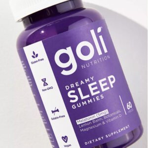 goli dreamy sleep gummy - 60 count - melatonin, vitamin D, magnesium, and lemon balm extract - gelatin- free, gluten-free, vegan & non - gmo